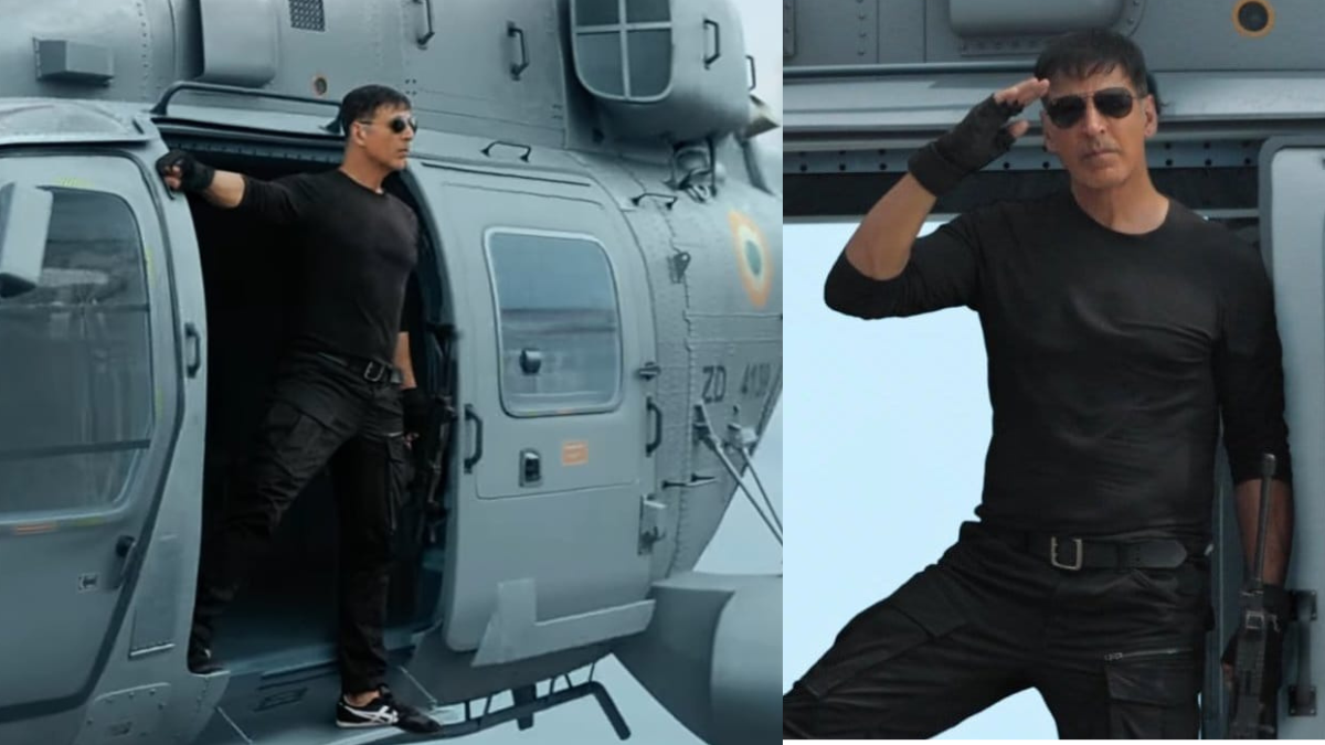 Singham Again movie released today on 1st November in worldwide cinemas , Scene of Akshay Kumar coming on helicopter for help for Singham Again team , Fans said 'Perfect Action'