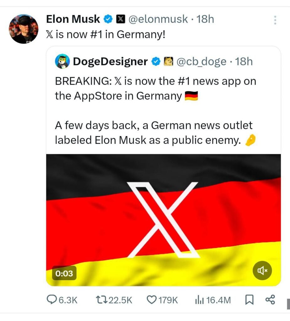 X Now no 1 news app in germany on app store